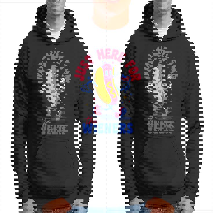 Hot Dog Im Just Here For The Wieners Funny Fourth Of July Hoodie