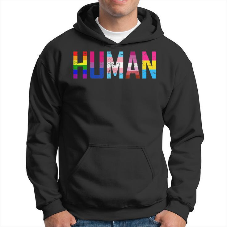 Human Lgbt Flag - Gay Bi Trans Lesbian Pansexual Pride Hoodie