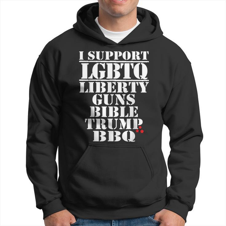 I Support Lgbtq Liberty Guns Bible Trump Bbq Funny  Hoodie