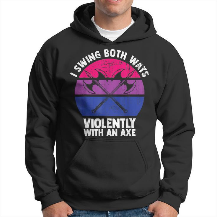 I Swing Both Ways With An Axe Bisexual Lgbt Pride Retro  Hoodie
