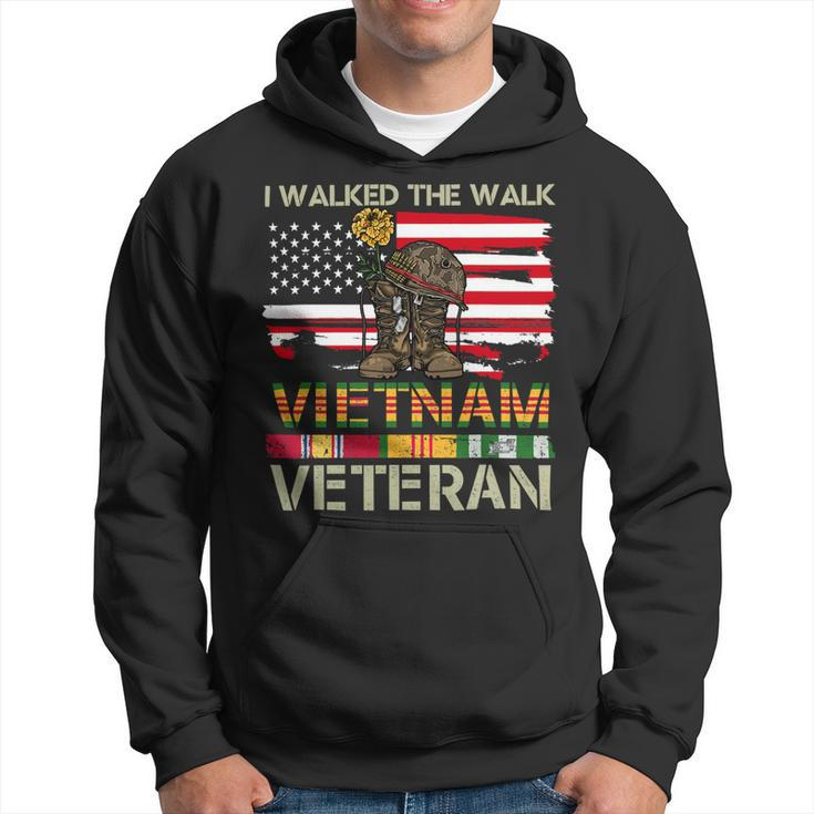 I Walked The Walk Vietnam Veterans American Flag 237 Hoodie
