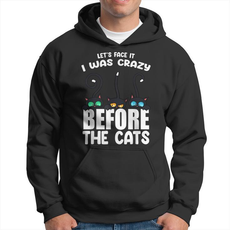 I Was Crazy Before The Cats Kitten Lover Funny Black  Hoodie
