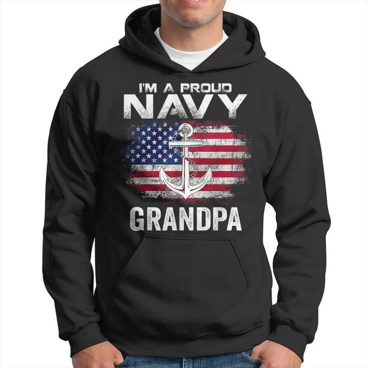 Im A Proud Navy Grandpa With American Flag Gift Veteran Hoodie