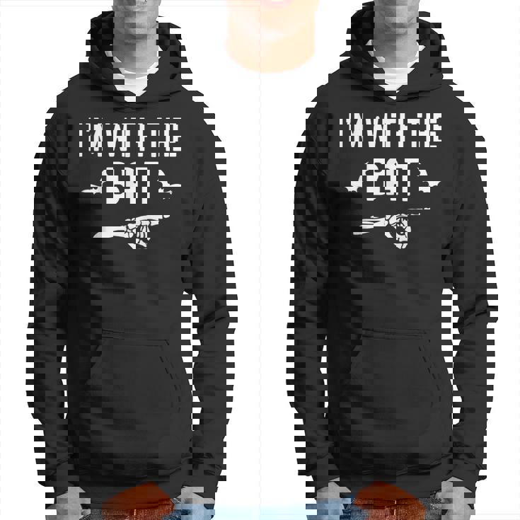 I'm With The Bat Skeleton Halloween Matching Couple Hoodie