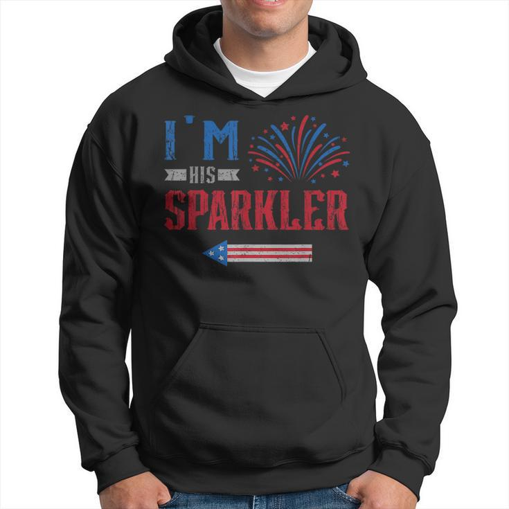 Im His Sparkler Fireworks Usa Flag Couples 4Th Of July Usa Funny Gifts Hoodie