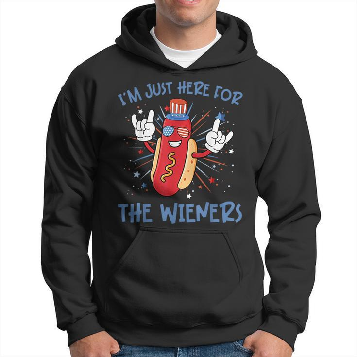 Im Just Here For The Wieners Hot Dog Cartoon 4Th Of July  Hoodie