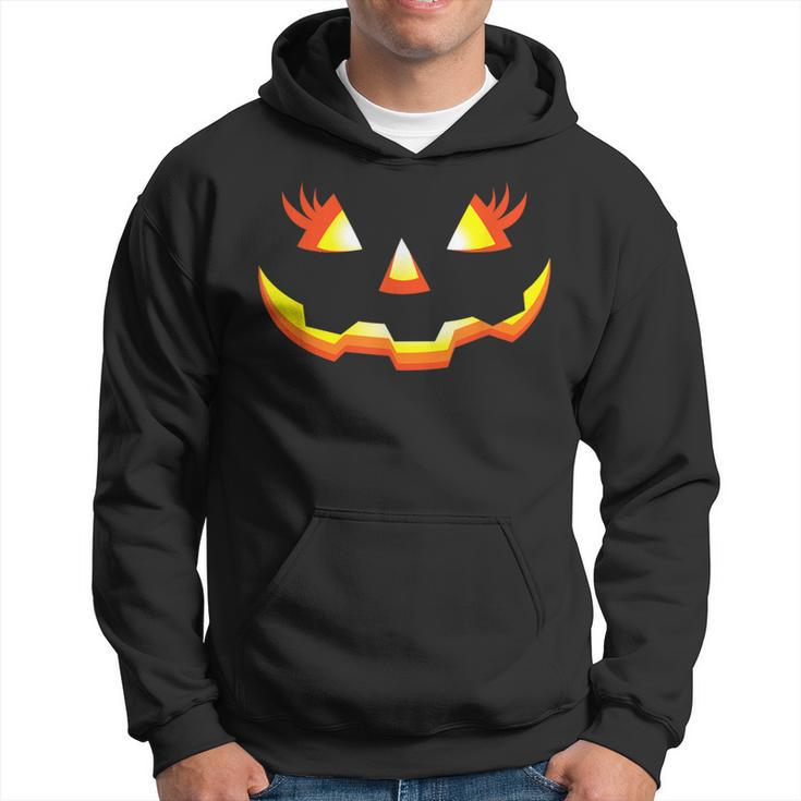 Jack O Lantern Face Pumpkin Eyelashes Halloween Costume Hoodie
