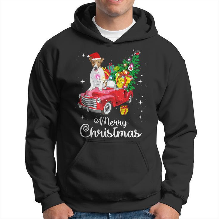 Jack Russell Terrier Ride Red Truck Christmas Pajama Hoodie