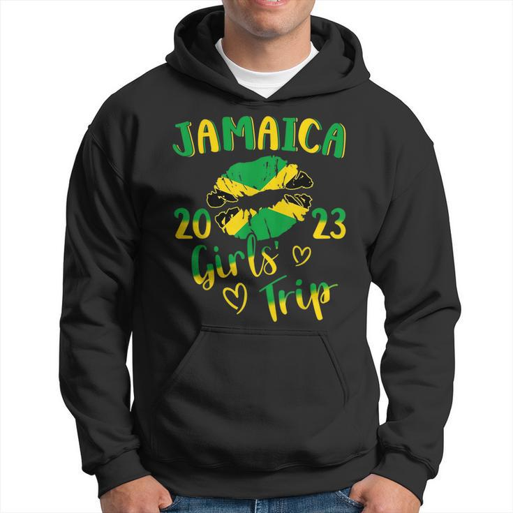 Jamaica 2023 Girls Trip With Jamaican Flag And Kiss Lips  Hoodie