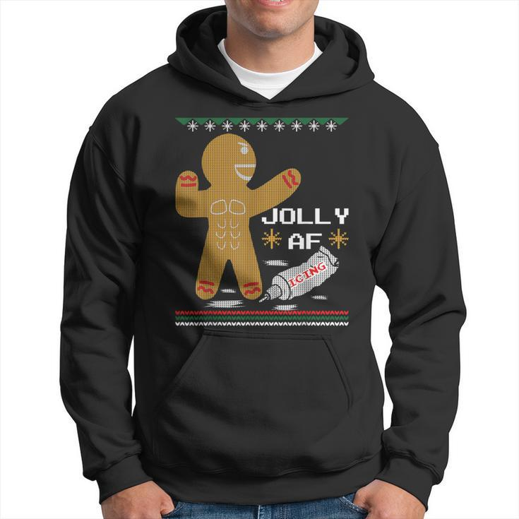 Jolly Af Gingerbread Man Gym Ugly Christmas Sweater Hoodie