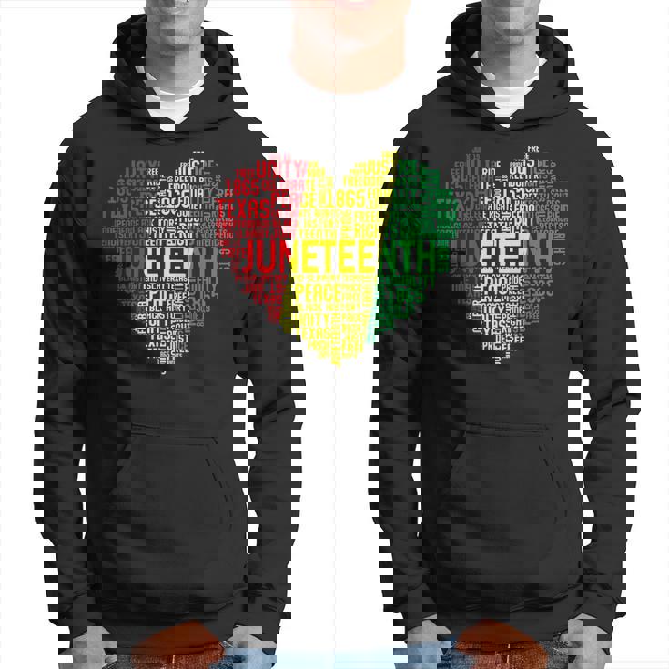 Junenth Heart Word Cloud Black Freedom Junenth Hoodie