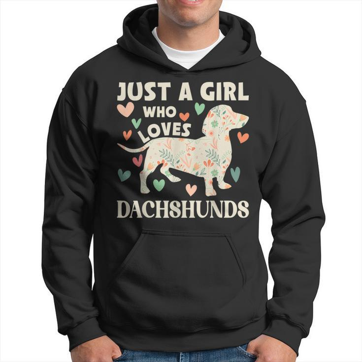 Just A Girls Who Loves Dachshunds Cute Floral Dachshund Dog  Hoodie