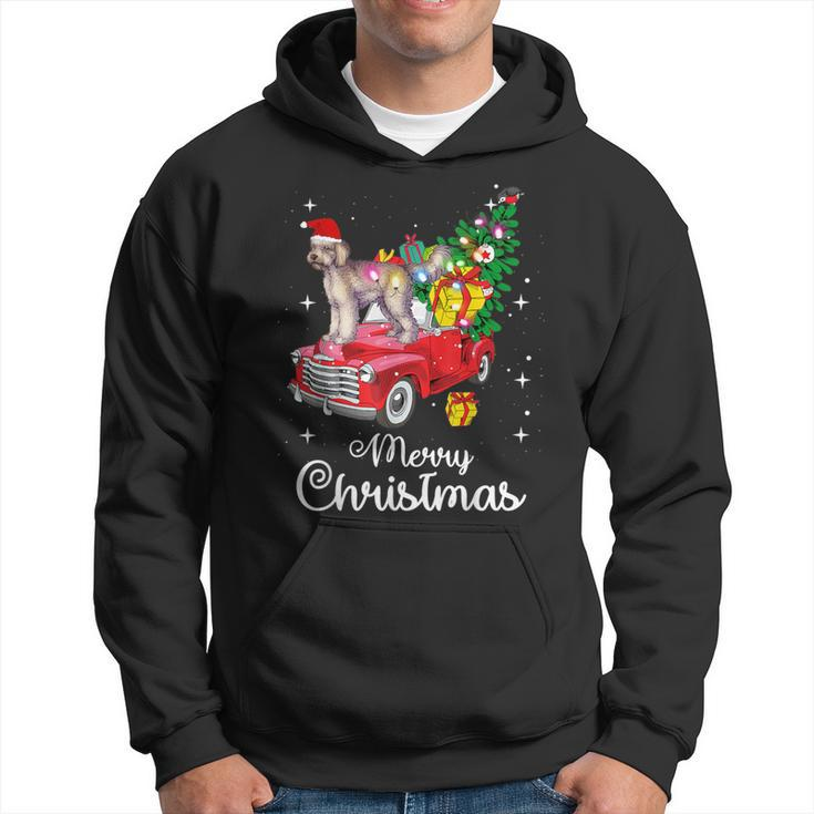 Labradoodle Rides Red Truck Christmas Pajama Hoodie