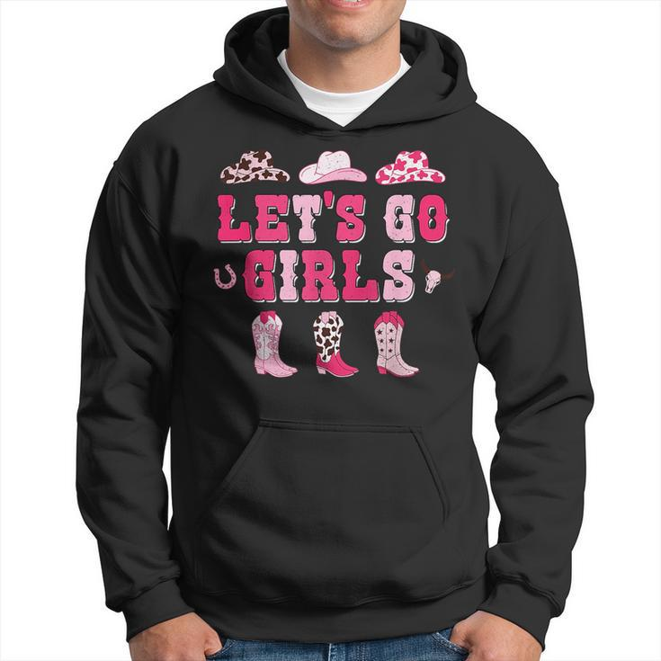 Lets Go Girls Western Pink Cowgirl Hat Boots Country Music  Hoodie