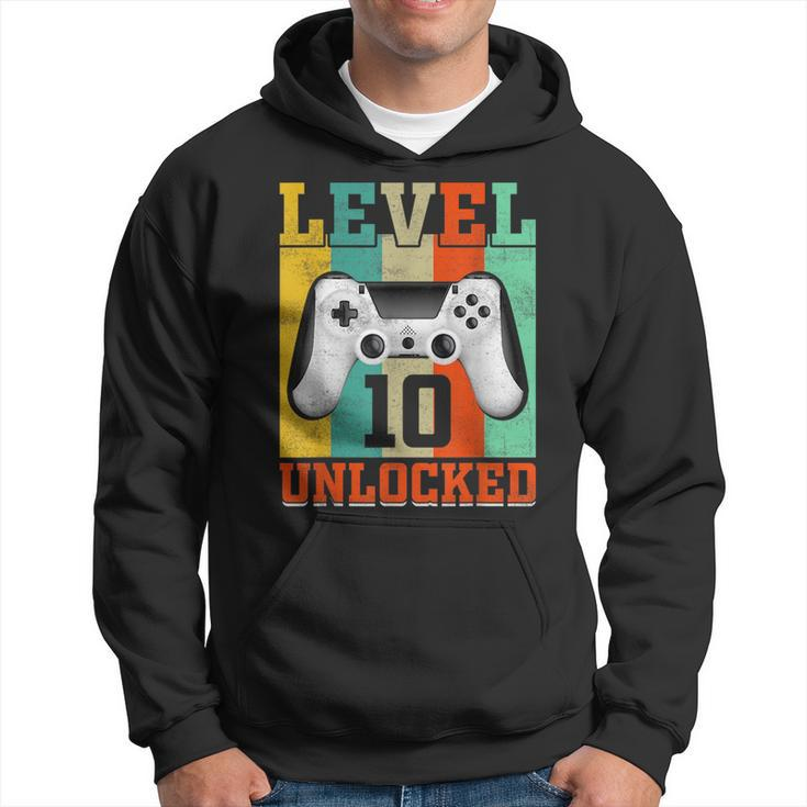 Level 10 Unlocked Birthday For Boys 10 Years Old Gamer Bday  Hoodie