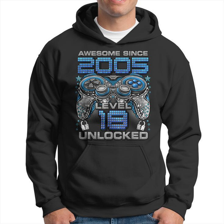 Level 18 Unlocked Awesome Since 2005 18Th Birthday Gaming  Hoodie