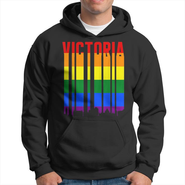 Lgbtq Vintage Pride Skyline Of Victoria Canada Victoria  Hoodie