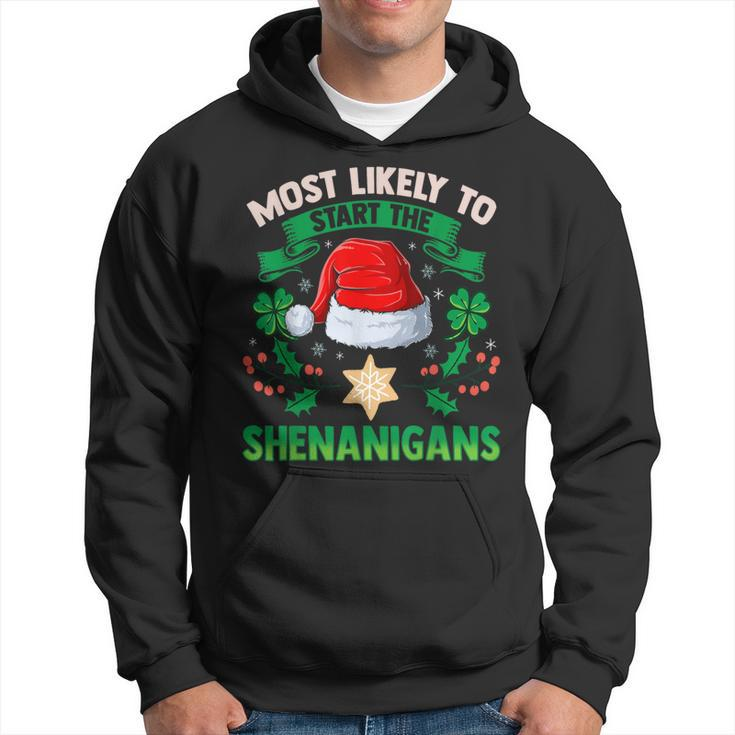 Most Likely To Start The Shenanigans Elf Christmas Hoodie