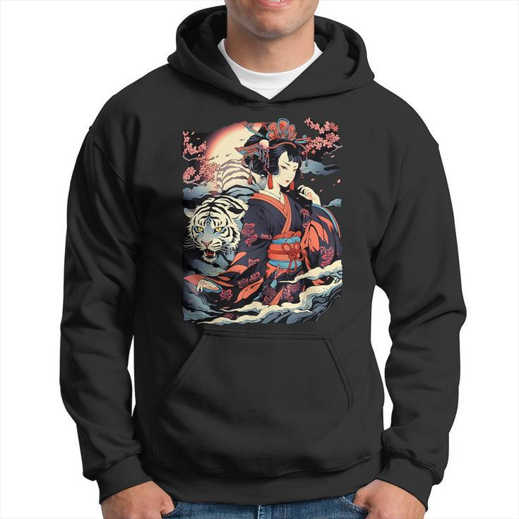 Make A Statement With This Bold Geisha And Tiger Tattoo  Hoodie