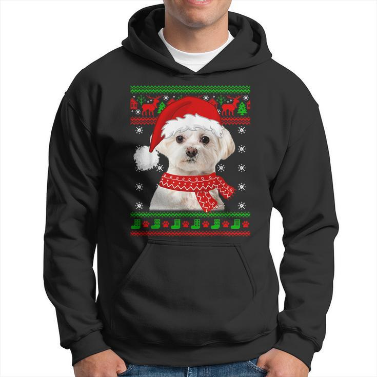 Maltese Dog Ugly Sweater Christmas Puppy Dog Lover Hoodie