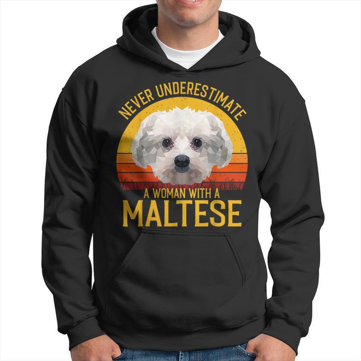 Maltese Never Underestimate A Woman With A Maltese Gift For Mens Hoodie