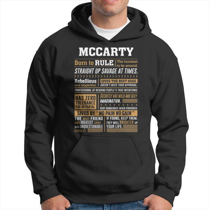 Mccarty Name Gift Mccarty Born To Rule V2 Hoodie