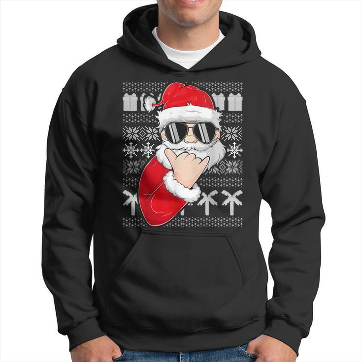 Mele Kalikimaka Ugly Sweater Christmas Santa Shaka Hawaii Hoodie