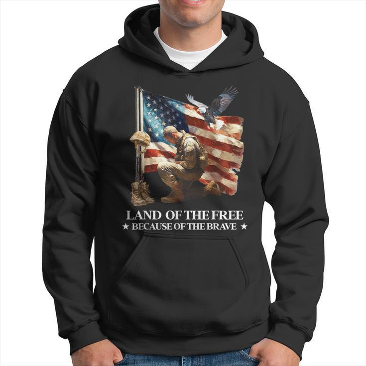 Memorial Day Land Of Free Because Of Brave Veterans American  Hoodie