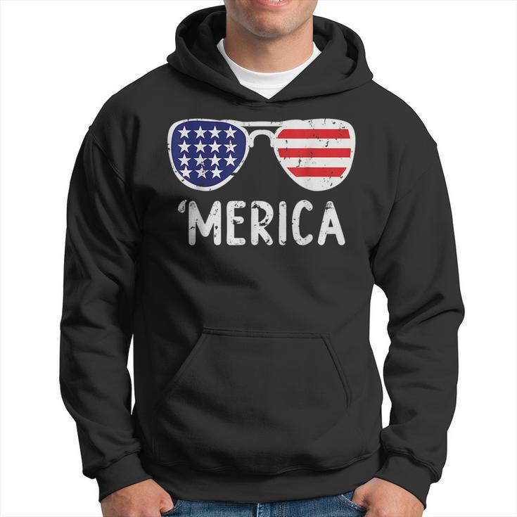 Merica American Flag Sunglasses Patriotic  4Th Of July  Hoodie