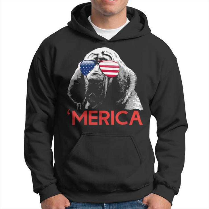 Merica Bloodhound American Flag 4Th Of July Hoodie