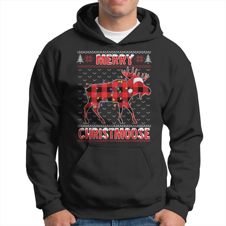 Merry Christmoose Christmas Moose Santa Ugly Sweater Hoodie