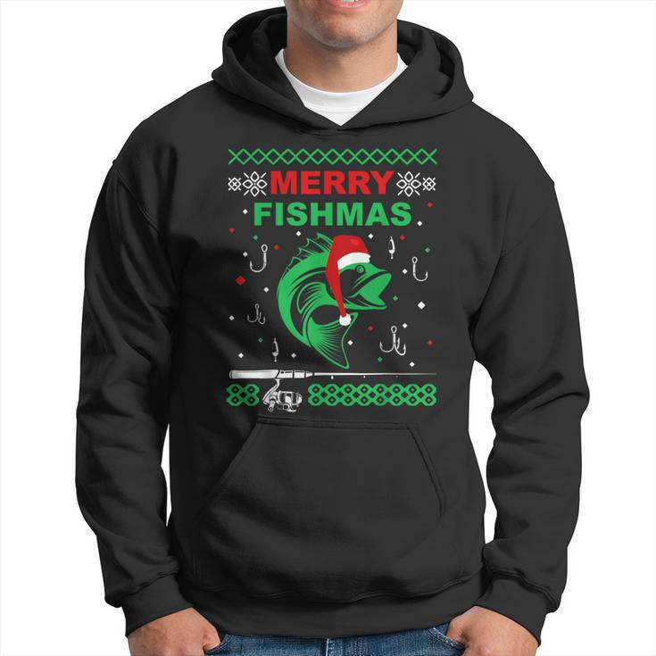 Merry Fishmas Fishing Ugly Christmas Sweater Boy Back Print Long Sleeve  T-shirt