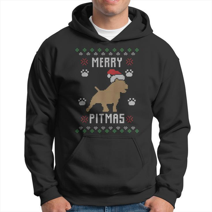 Merry Pitmas Ugly Christmas Sweater Pit Bull Lovers Hoodie