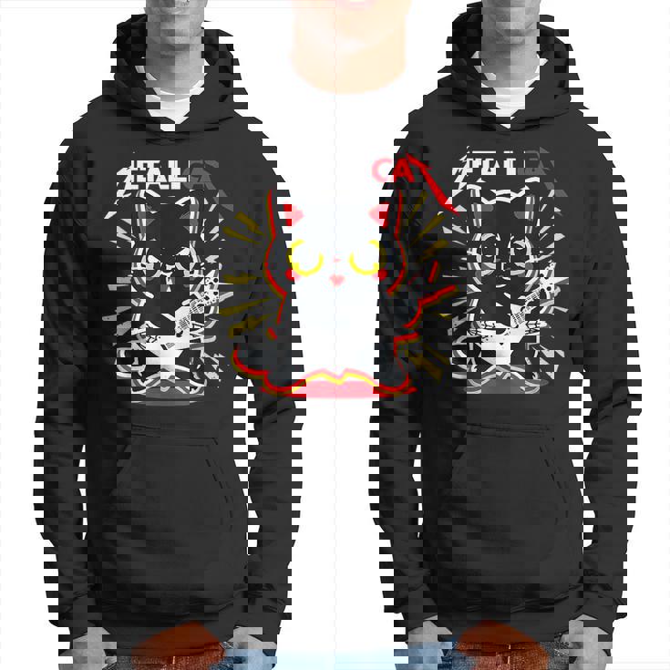 Metallicat Funny Cat Rock 90S Meow For Music Band Of Friend 90S Vintage Designs Funny Gifts Hoodie
