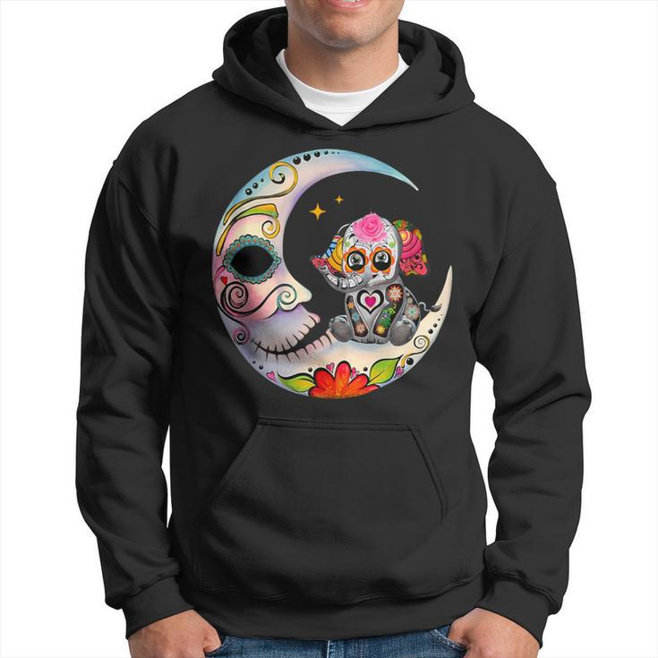 Mexican Sugar Skull Elephant Moon Dia De Muertos Halloween Hoodie