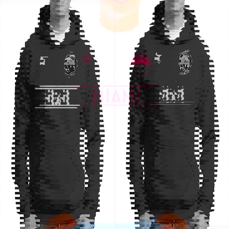 Miami Palm Tree Sunset Mini Pink Badge - Designer Edition Hoodie