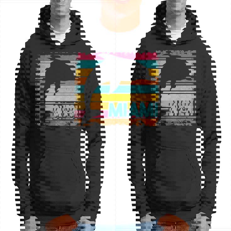 Miami Resident Vintage Dolphin Silhouette Souvenir Hoodie