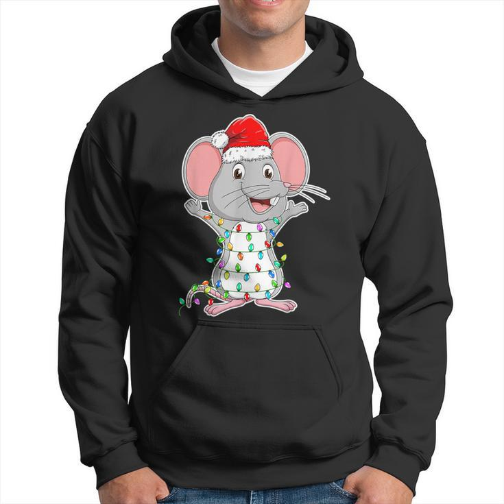 Mouse Wearing Santa Hat Xmas Rats Mouse Lover Christmas Hoodie