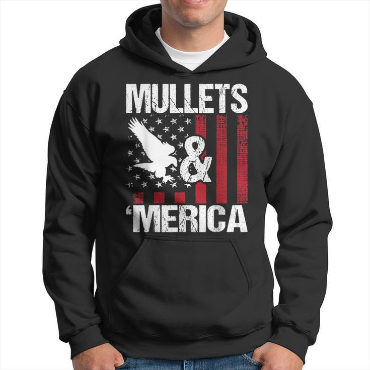 Mullets & Merica - Patriotic Us Flag Redneck Mullet Pride  Hoodie