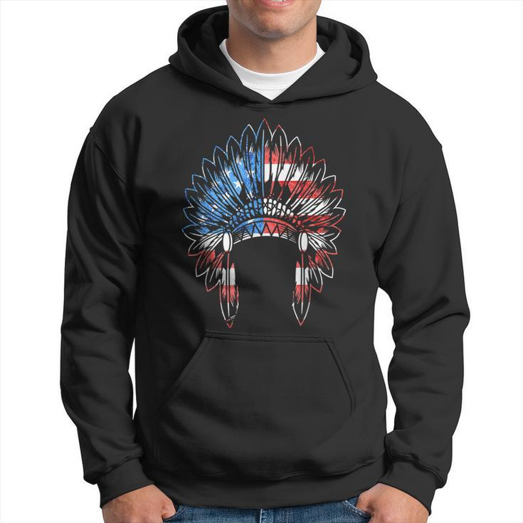 Native American Feather Headdress Usa America Indian Chief  Hoodie