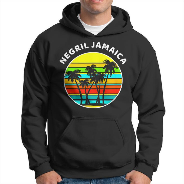 Negril Jamaica Palm Trees Silhouette Sunset Jamaica Hoodie