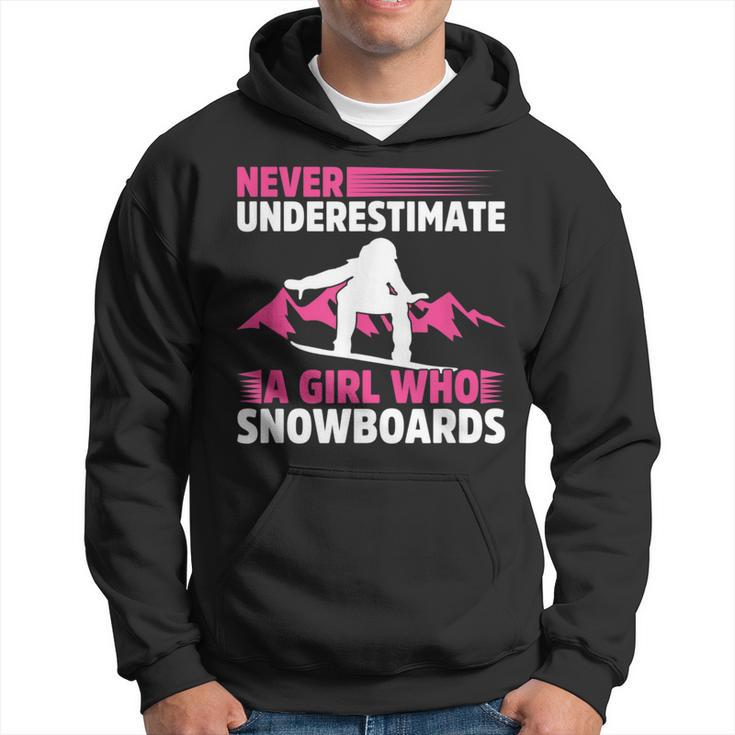Never Underestimate A Girl Snowboard Snowboarder Wintersport Hoodie