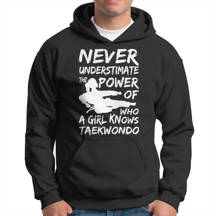 Never Underestimate A Girl Who Knows Taekwondo Funny Gift Hoodie