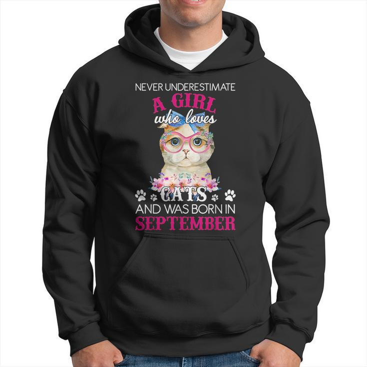 Never Underestimate A Girl Who Love Cat Born In September Hoodie