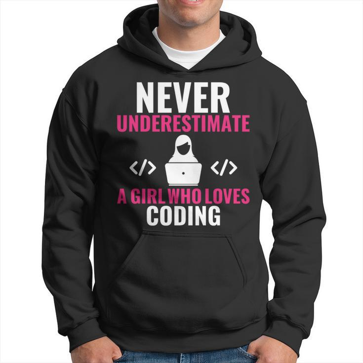 Never Underestimate A Girl Who Loves Coding Software Hoodie