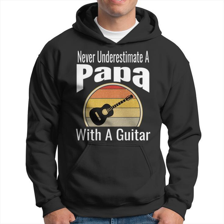 Never Underestimate A Papa With A Guitar Funny Retro Music Hoodie