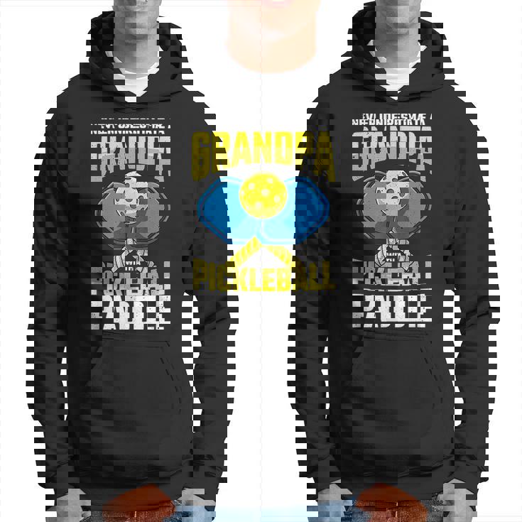 Never Underestimate A Pickleball Grandpa Player Vintage Gift For Mens Hoodie