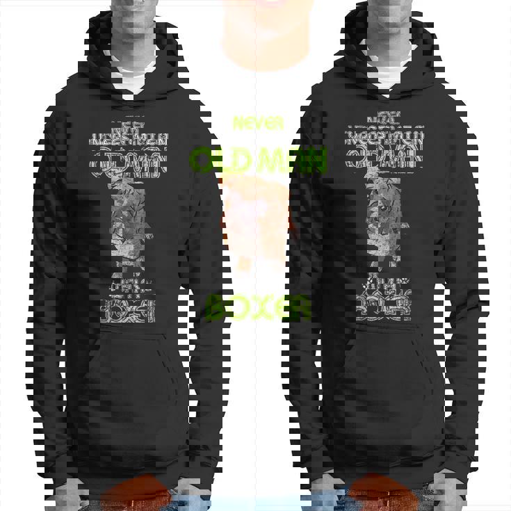 Never Underestimate An Old Man With A Boxer Funny Dog Lover Gift For Mens Hoodie
