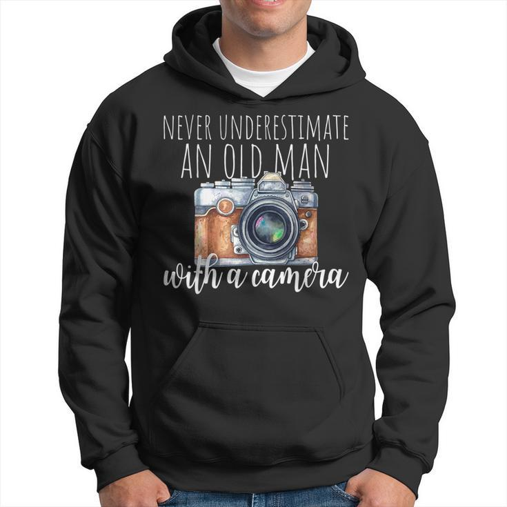 Never Underestimate An Old Man With A Camera Photographer Gift For Mens Hoodie