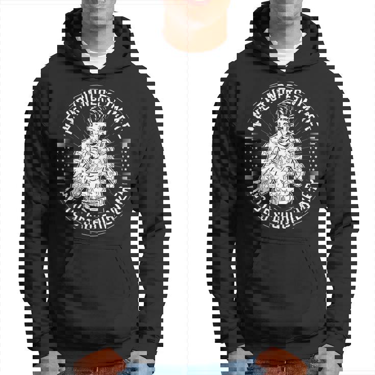 Never Underestimate An Old School Boxer Back Print Boxing Hoodie
